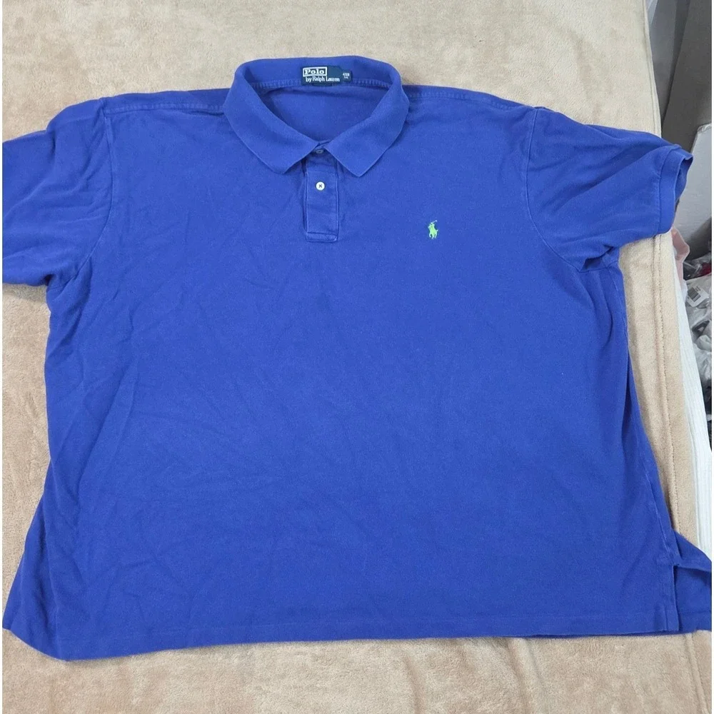 Vintage Polo Ralph Lauren Polo Shirt Men's 4XB Big Blue Mesh Original Fit S/S